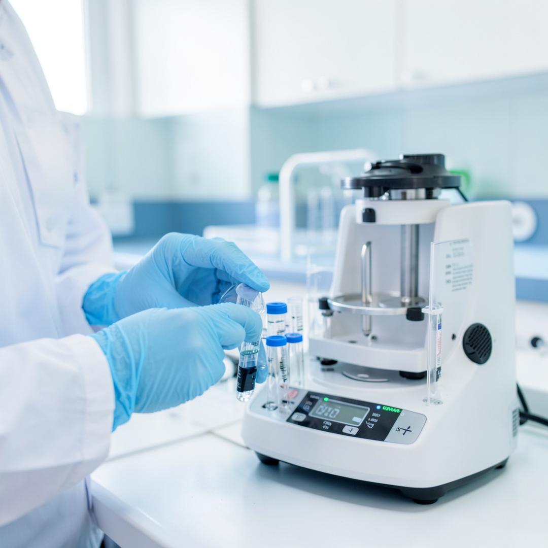 Profissional da Vitalab realizando análise laboratorial em microscópio